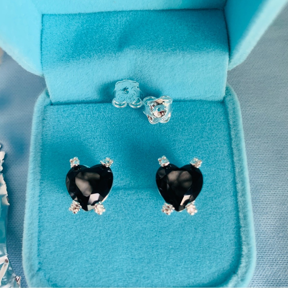 Tous Onyx Little Black Heart Earrings 4-little Bears Huggers Studs